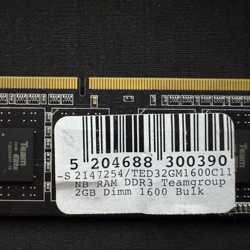 TeamGroup 2GB DDR3-1600MHz RAM for Laptop like new