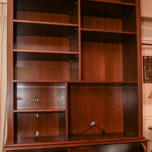 Bookcase with cabinet and TV space made of solid wood like new