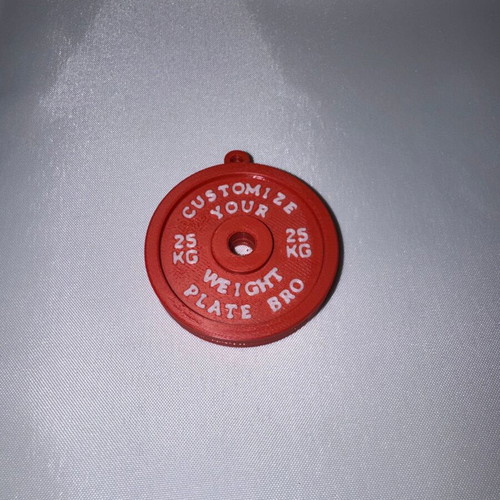 Gym Weight Plate Keychain 25KG new, red 3D printed