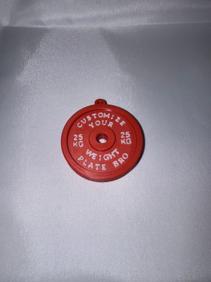 Gym Weight Plate Keychain 25KG new, red 3D printed