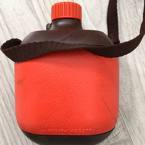 Vintage plastic water bottle Orange Style used by Quattro elle Urgnano