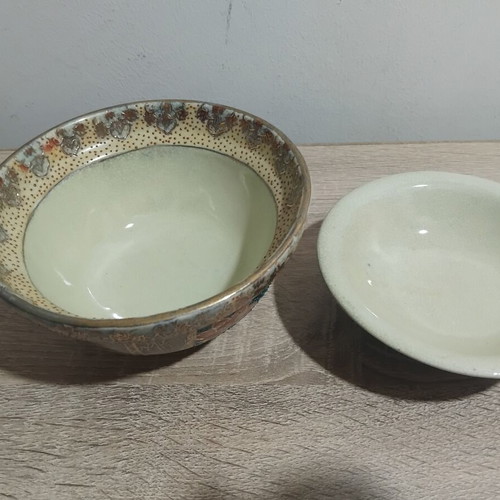 Japanese bowl with lid used, Satsuma style decoration
