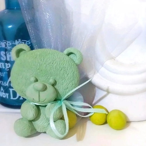 Handmade bomboniera with ceramic teddy bear magnet new, in veraman color