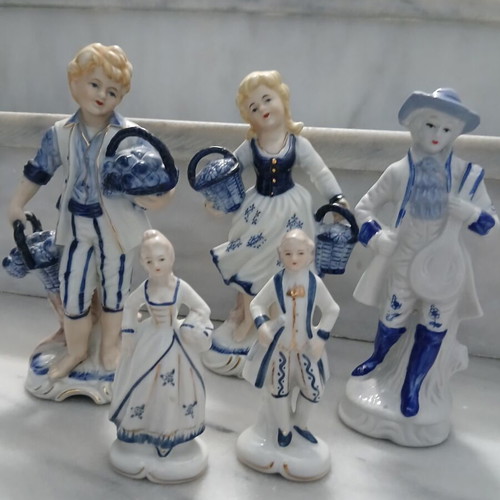 Porcelain decorative figurines set of 5, vintage