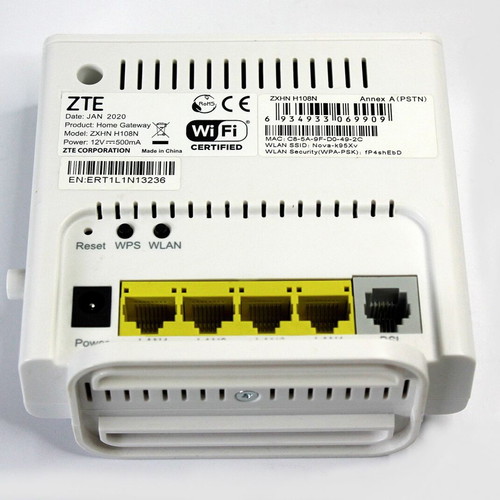 Wireless Modem Router ZTE ZXHN H108N ADSL2+ like new, 4 Ethernet ports, 2020