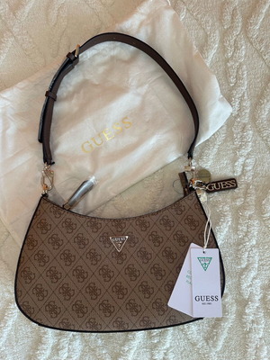Guess Noelle II Zip γυναικεία τσάντα ώμου καφέ καινούργια