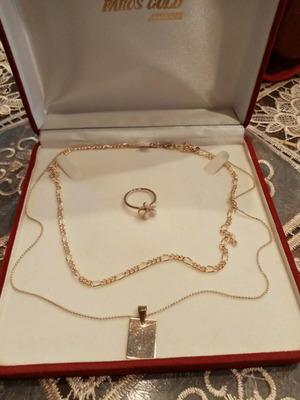 Necklace set with ring stainless steel used, gold tone