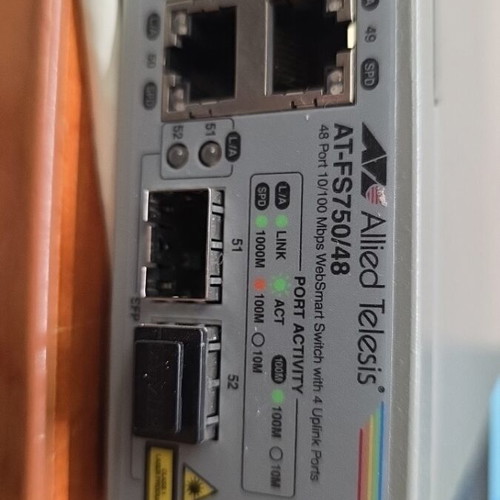 Allied Telesis AT-FS750/48 network switch used, 48 ports + 2 SFP combo