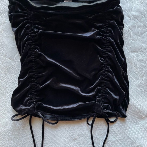 H&M Mini Black Velvet Skirt with Ruching like New