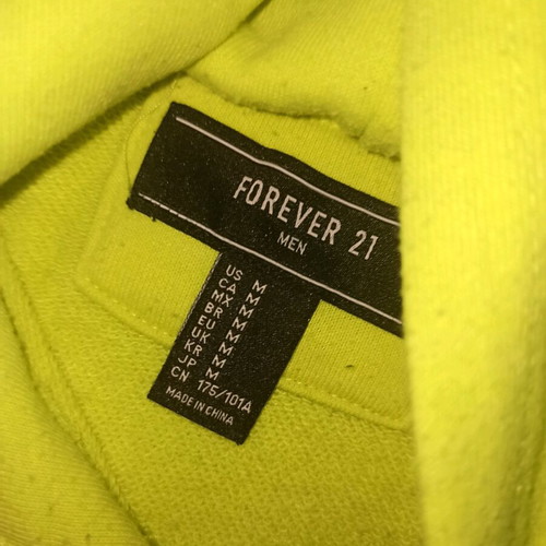 Men's short-sleeve neon yellow/green hoodie medium used