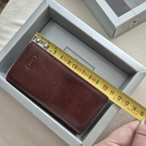Art men's leather wallet, brown