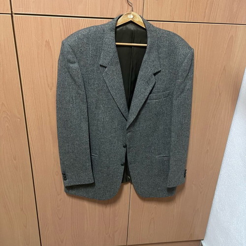 Men's jacket like new, Italian, thin herringbone pattern, gray and blue, size XL