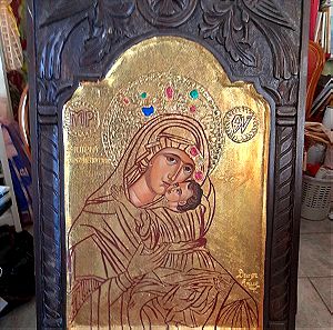 Παναγία Χοζοβιωτισσα σε ξύλο,Αγιογραφία