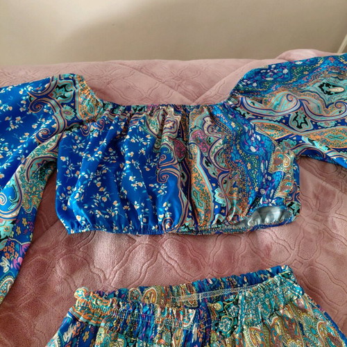 Boho set with pants and crop top one size like new