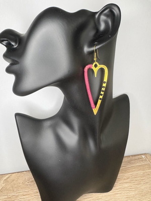 Dangling earrings like new, purple and gold, length 7 cm
