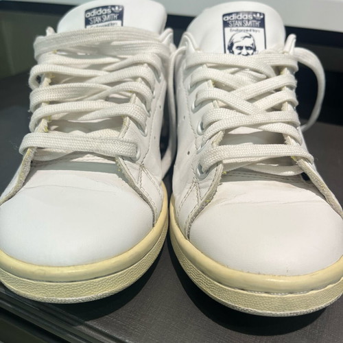Adidas Stan Smith sneakers used, white with blue, size 38