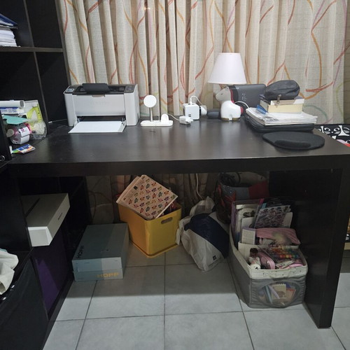 Ikea Kallax bookshelf with corner desk, wenge color