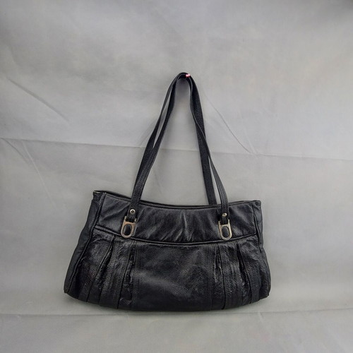 Old Soviet women's black leather bag used