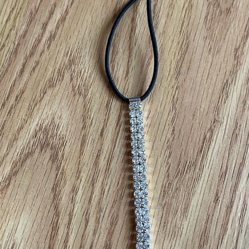 Elastic hairband with rhinestones like new, black and silver