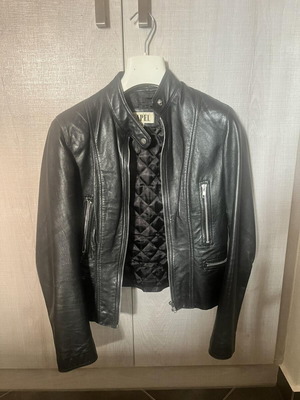Lapel leather women's jacket size XS black like new