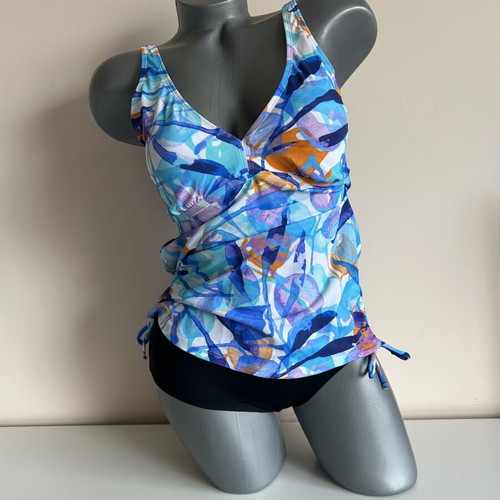 Two-piece swimsuit size S new, black and blue