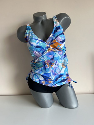 Two-piece swimsuit size S new, black and blue
