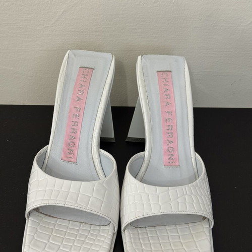 Chiara Ferragni leather mules white, like new, star heel 9cm