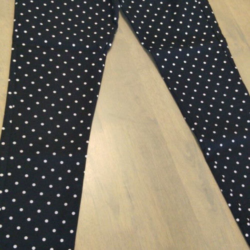 Stradivarius polka dot pants size M like new, dark blue and white