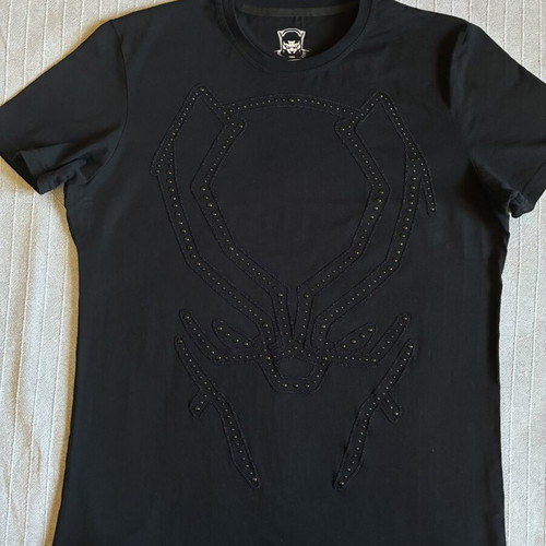 Marvel Black Panther Celio Mens Black Studded T-Shirt Size L mint condition