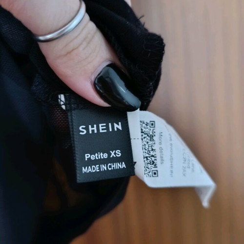 Shein blouse new, black, strap with extra waist tie