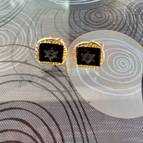 Cufflinks with Israeli Pentagram in Black Frame like new