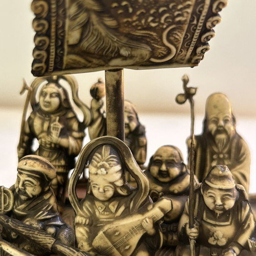Japanese Takarabune decorative figurine with Seven Lucky Gods