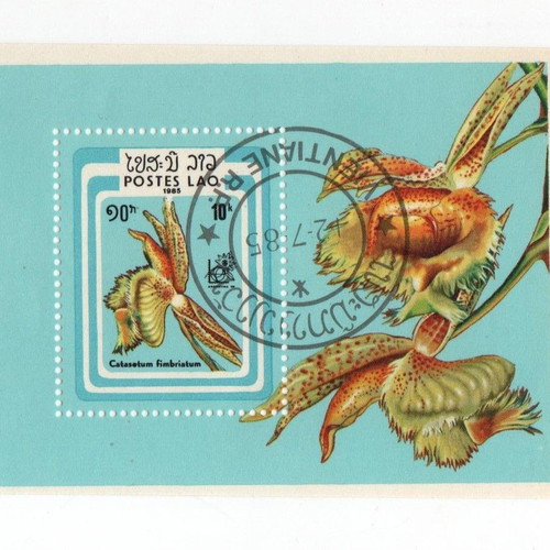 Laos 1985 Orchid Stamp Complete Series on Minisheet mint condition