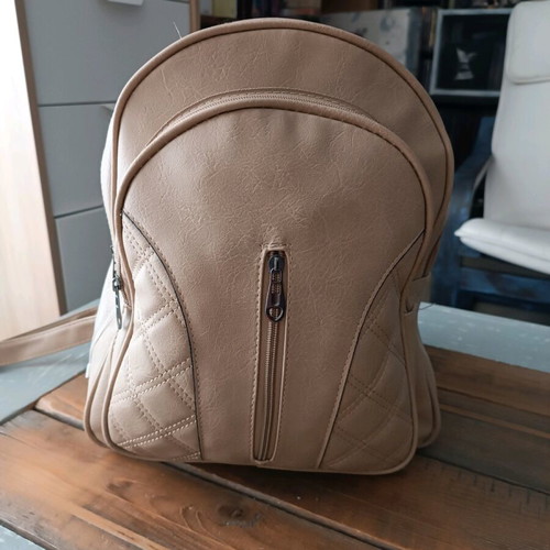 Faux leather backpack like new, beige