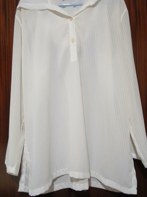 Pop Mari women's off-white striped shirt tunic, size M-L