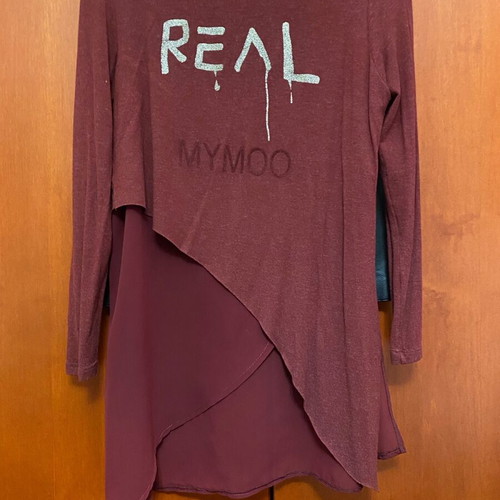 Blouse with transparencies used, long, red, size M