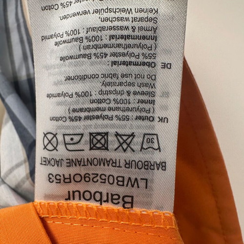 Barbour Women Hoody Jacket used, size 42, orange, waterproof