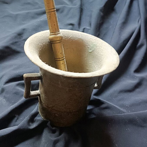 Brass mortar used, vintage collectible from early 1900s