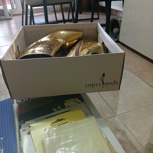 Super Mode ankle boots new, gold patent leather, size 36