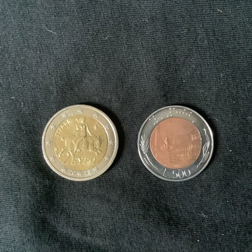 Bimetallic coins used, pack of 12 from around the world