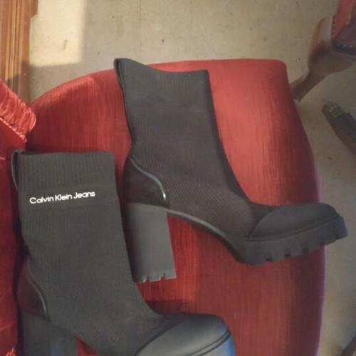Calvin Klein Jeans Platform Knit Sock Boots size 41 new black