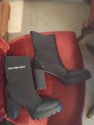 Calvin Klein Jeans Platform Knit Sock Boots size 41 new black