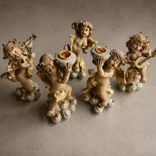 Vintage decorative angels used, set of 5 pieces