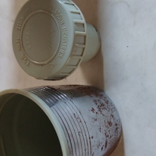 Vintage Stanley Alladin thermos with leather case used