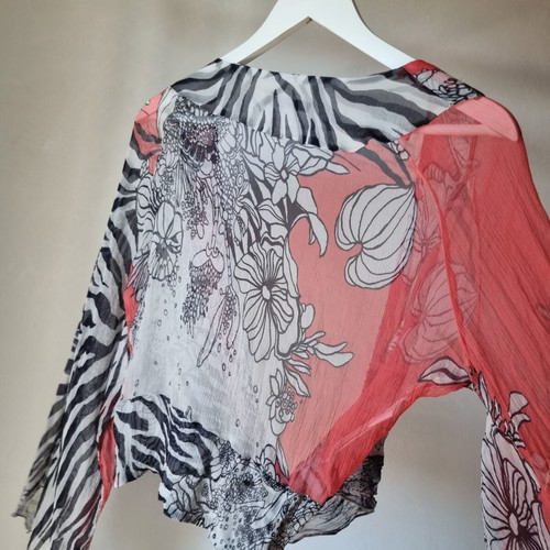 Toi&Moi silk blouse, colorful, boho wrap shirt