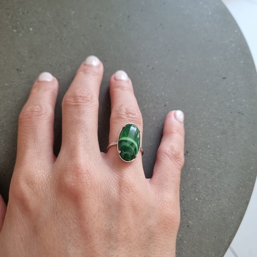 Vintage ring with green oval cut stone