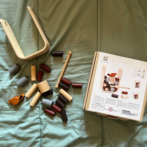 Plan Toys Timber Tumble game like new with beaver