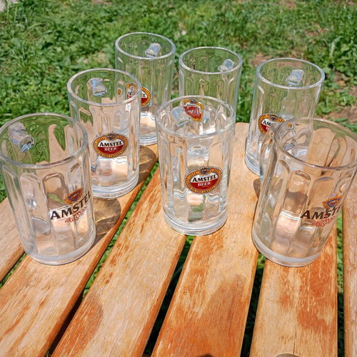 Amstel beer glass set used, 7 pieces, 250ml