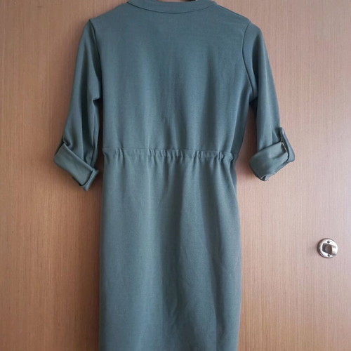 Khaki dress like new, spring style with belt, sizes S and M