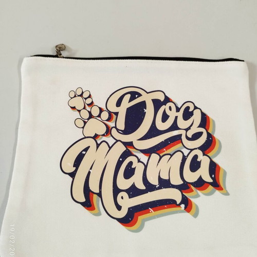 Dog Mama canvas toiletry bag new, 20cm, white multicolor